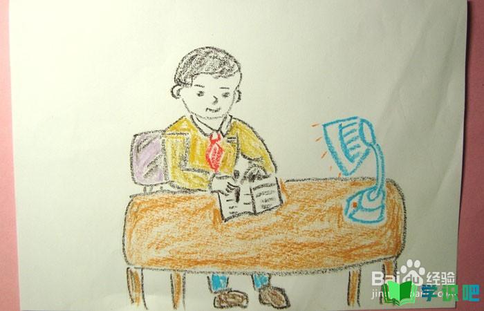 蜡笔如何画认真写日记的男孩？ 第1张
