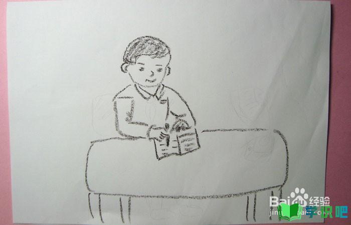 蜡笔如何画认真写日记的男孩？ 第3张