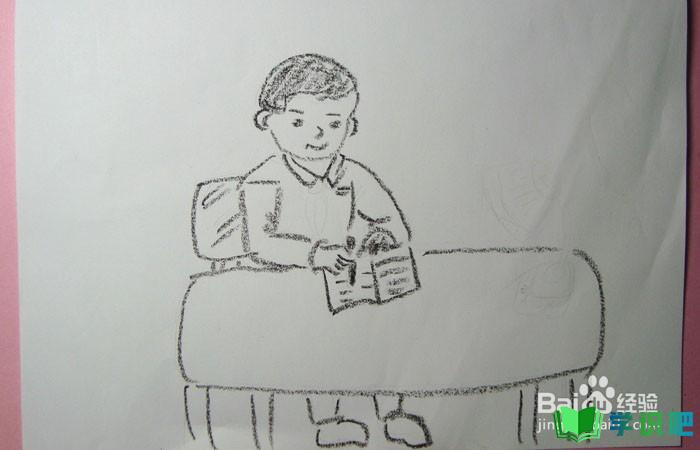 蜡笔如何画认真写日记的男孩？ 第4张