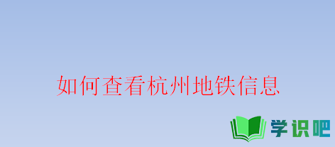 如何查看杭州地铁信息？